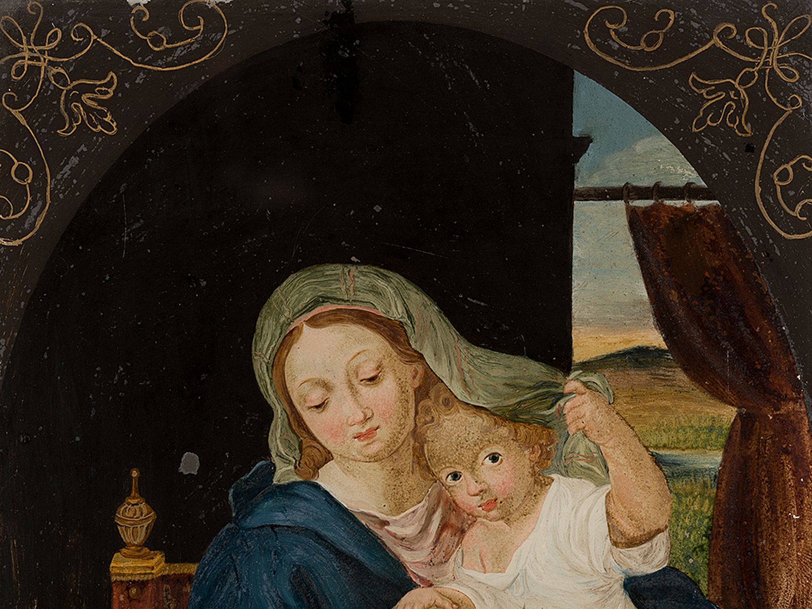 Nach Pierre Mignard, "Madonna mit den Trauben" Hinterglasmalerei - Image 3 of 7