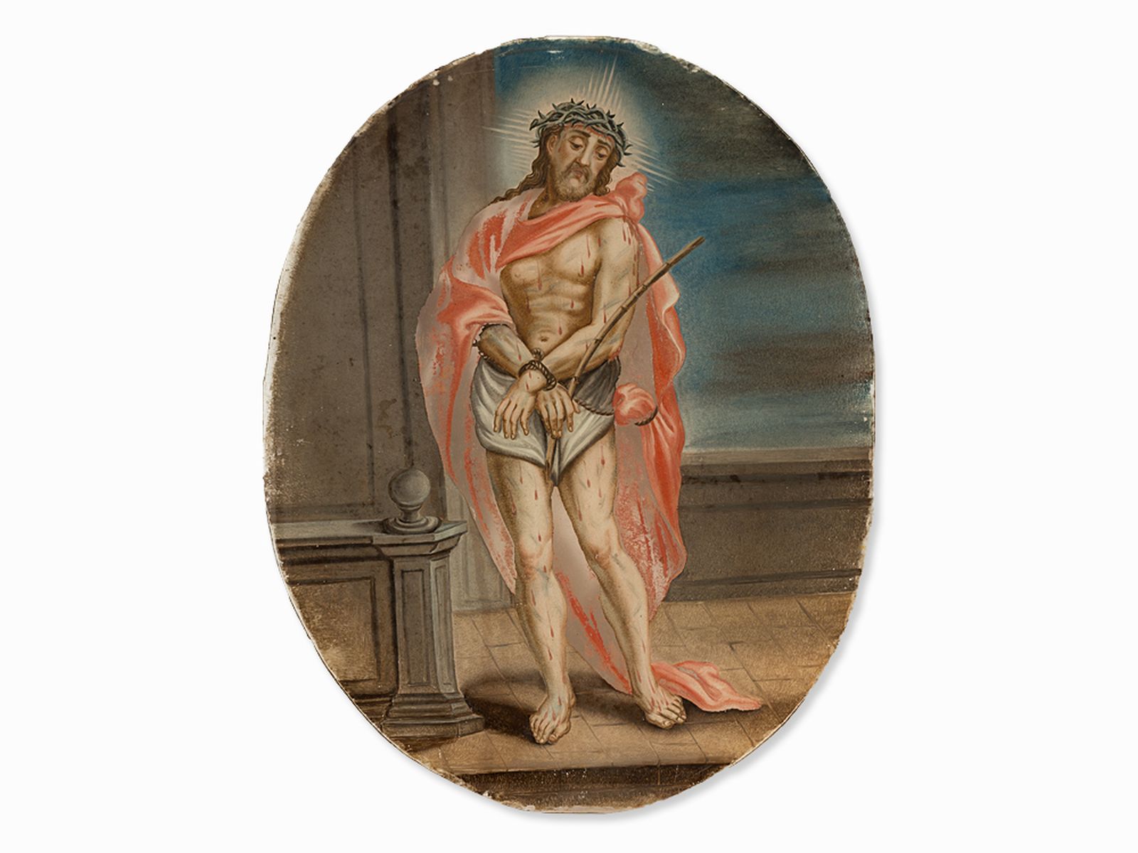 "Ecce Homo" Hinterglasmalerei, Spanische Schule, 18. Jh. - Image 2 of 7