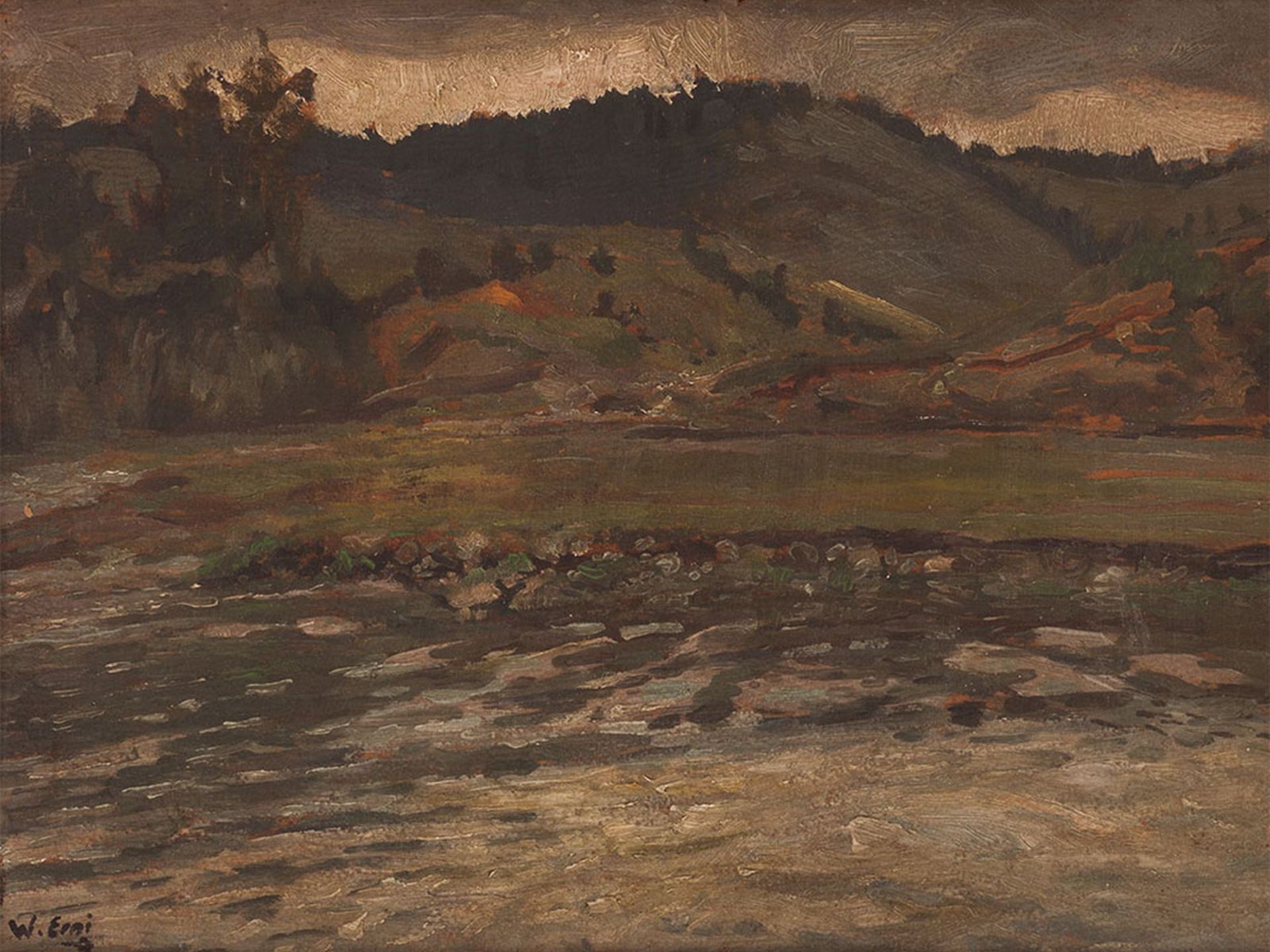 Berglandschaft am See, Deutschland, um 1905