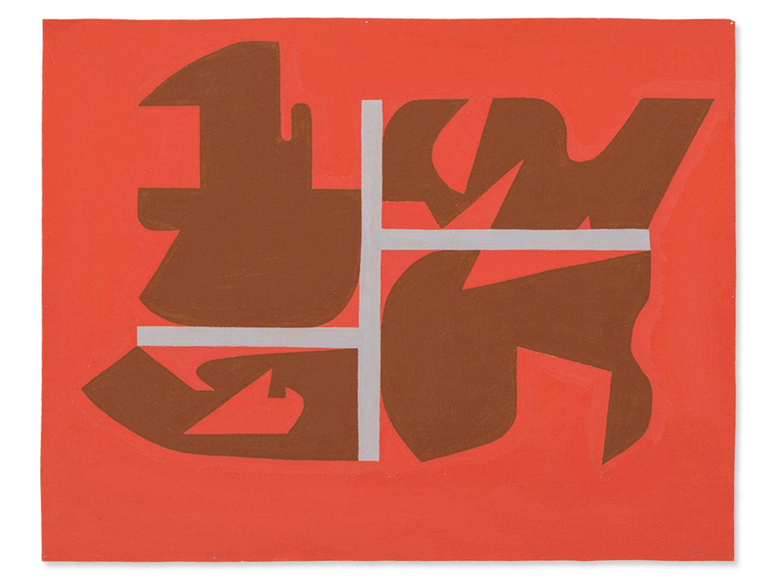 Rudolf Petrik, Komposition in Rot und Grau, Gouache, ca.1955 - Image 2 of 10