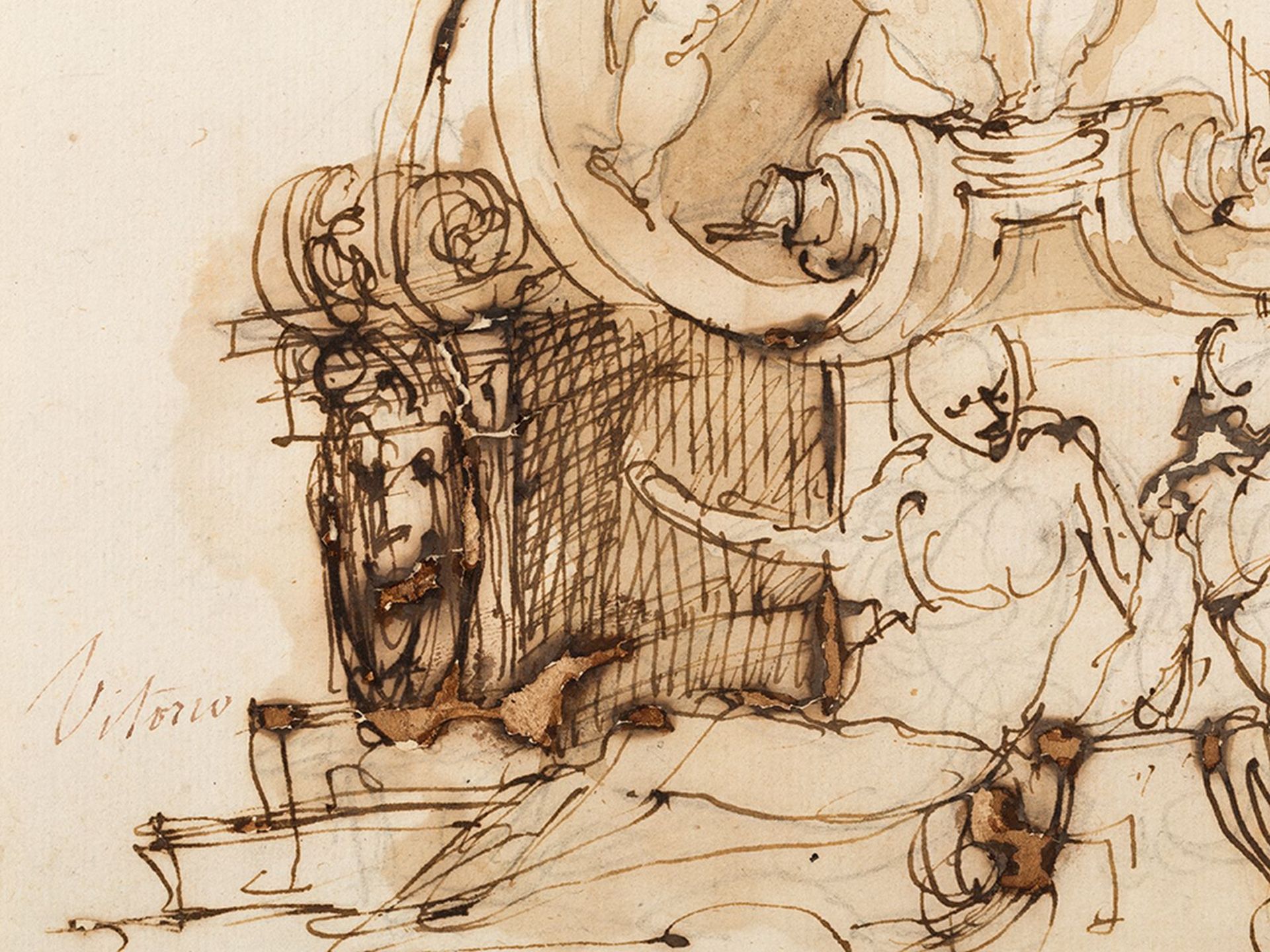 Marco Marchetti (ca.1526-1588), Entwurf für eine Basis, 16. Jh. - Bild 3 aus 7