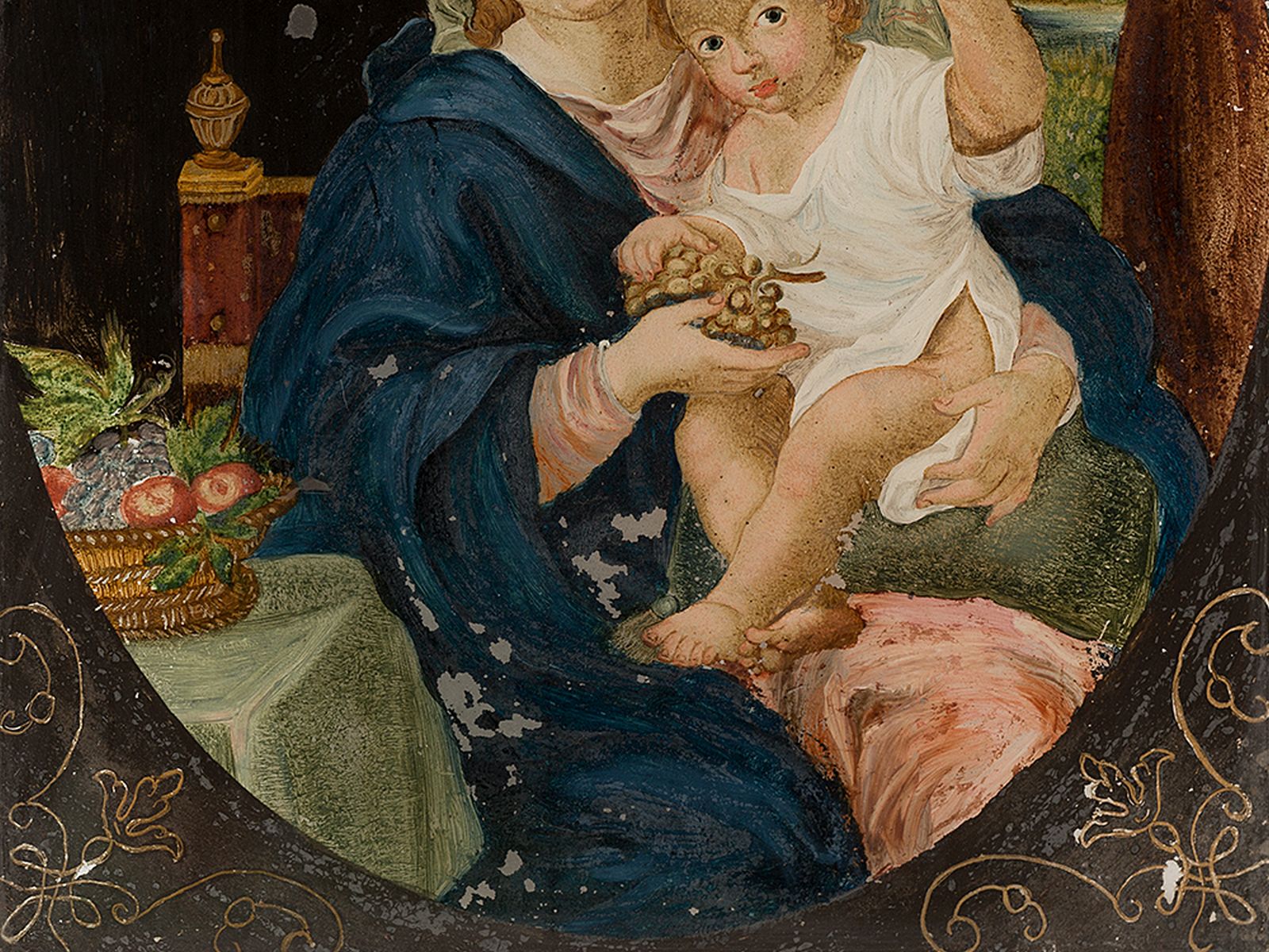 Nach Pierre Mignard, "Madonna mit den Trauben" Hinterglasmalerei - Image 5 of 7