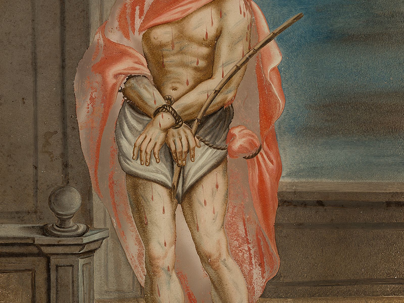 "Ecce Homo" Hinterglasmalerei, Spanische Schule, 18. Jh. - Image 4 of 7