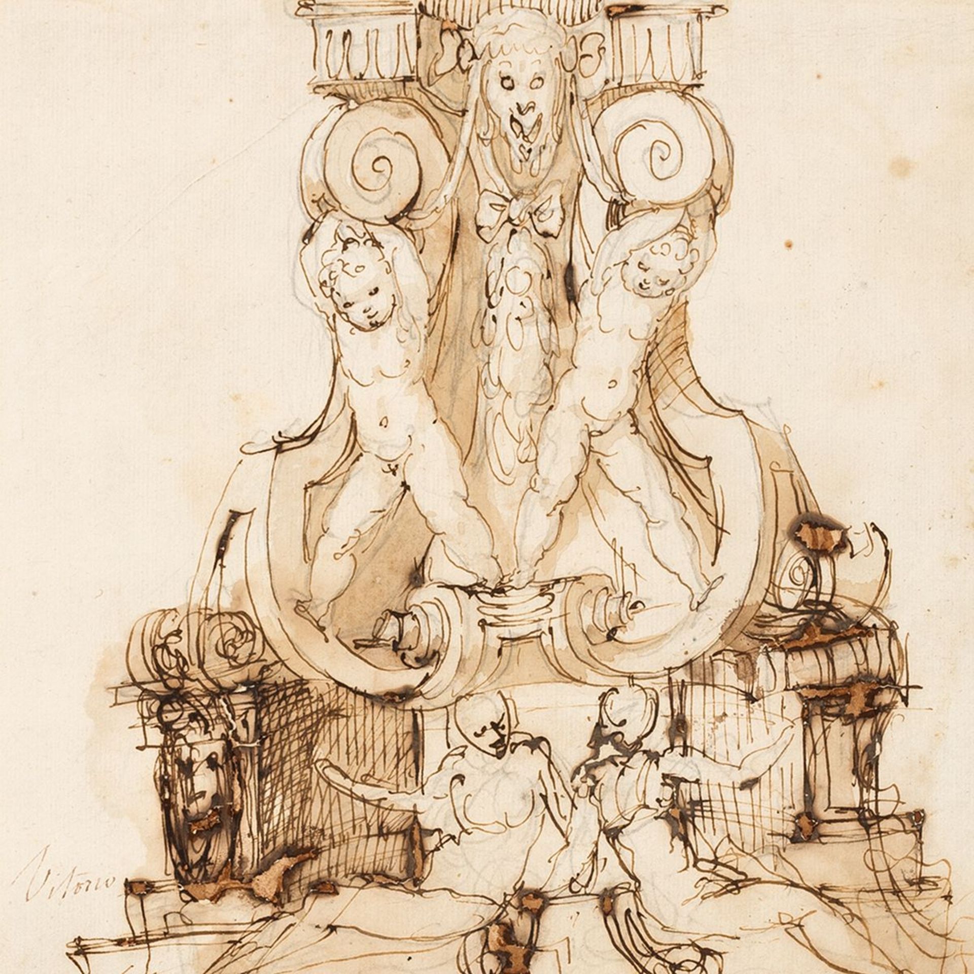 Marco Marchetti (ca.1526-1588), Entwurf für eine Basis, 16. Jh. - Bild 7 aus 7