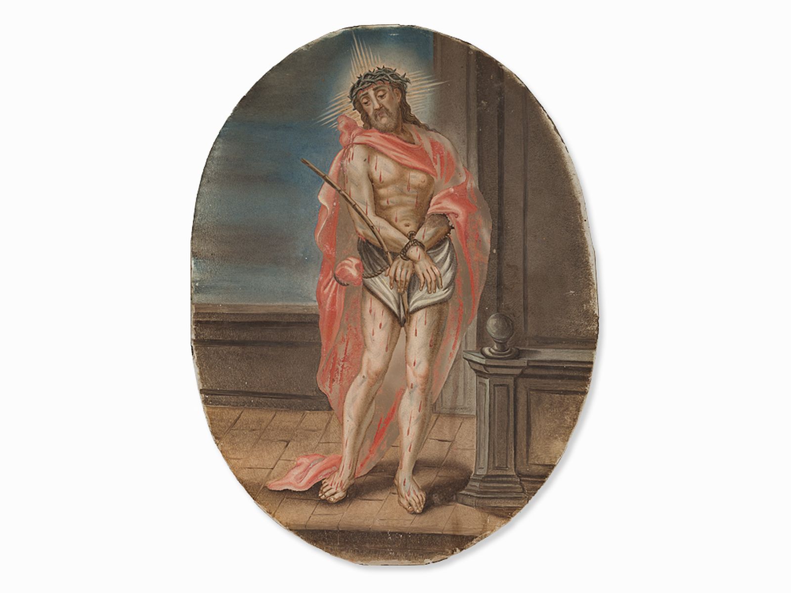 "Ecce Homo" Hinterglasmalerei, Spanische Schule, 18. Jh. - Image 6 of 7