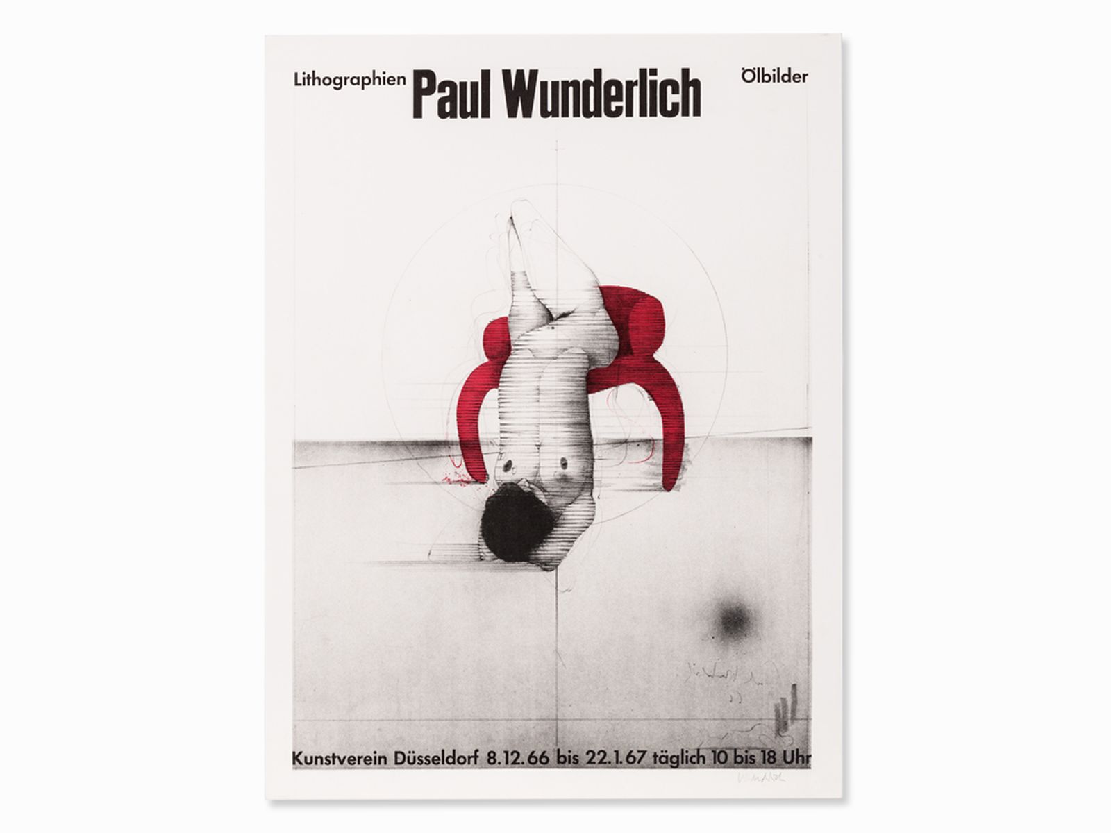 Paul Wunderlich (*1927-2010), Akt auf rotem Stuhl, Plakat, 1966