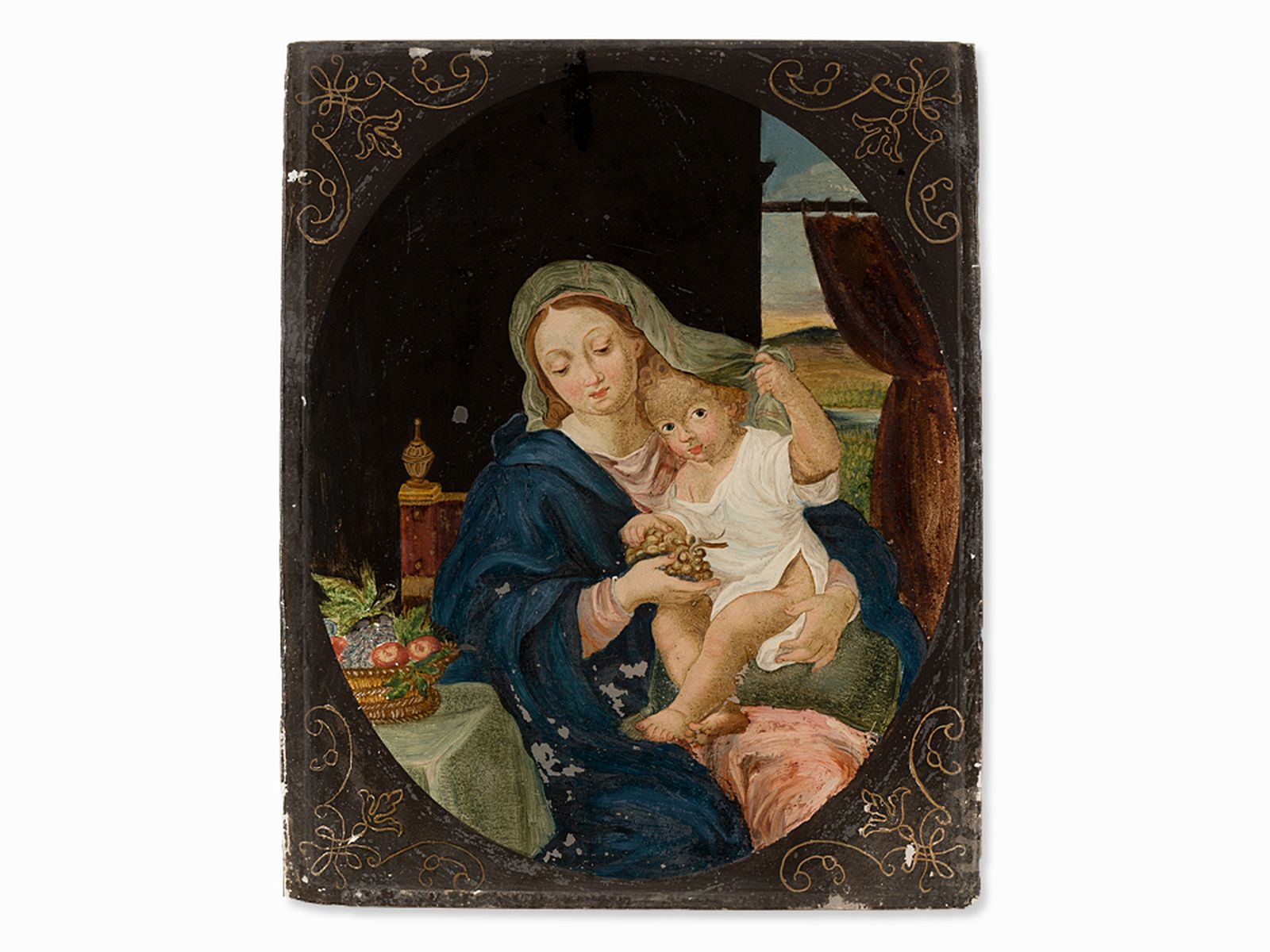 Nach Pierre Mignard, "Madonna mit den Trauben" Hinterglasmalerei - Image 2 of 7