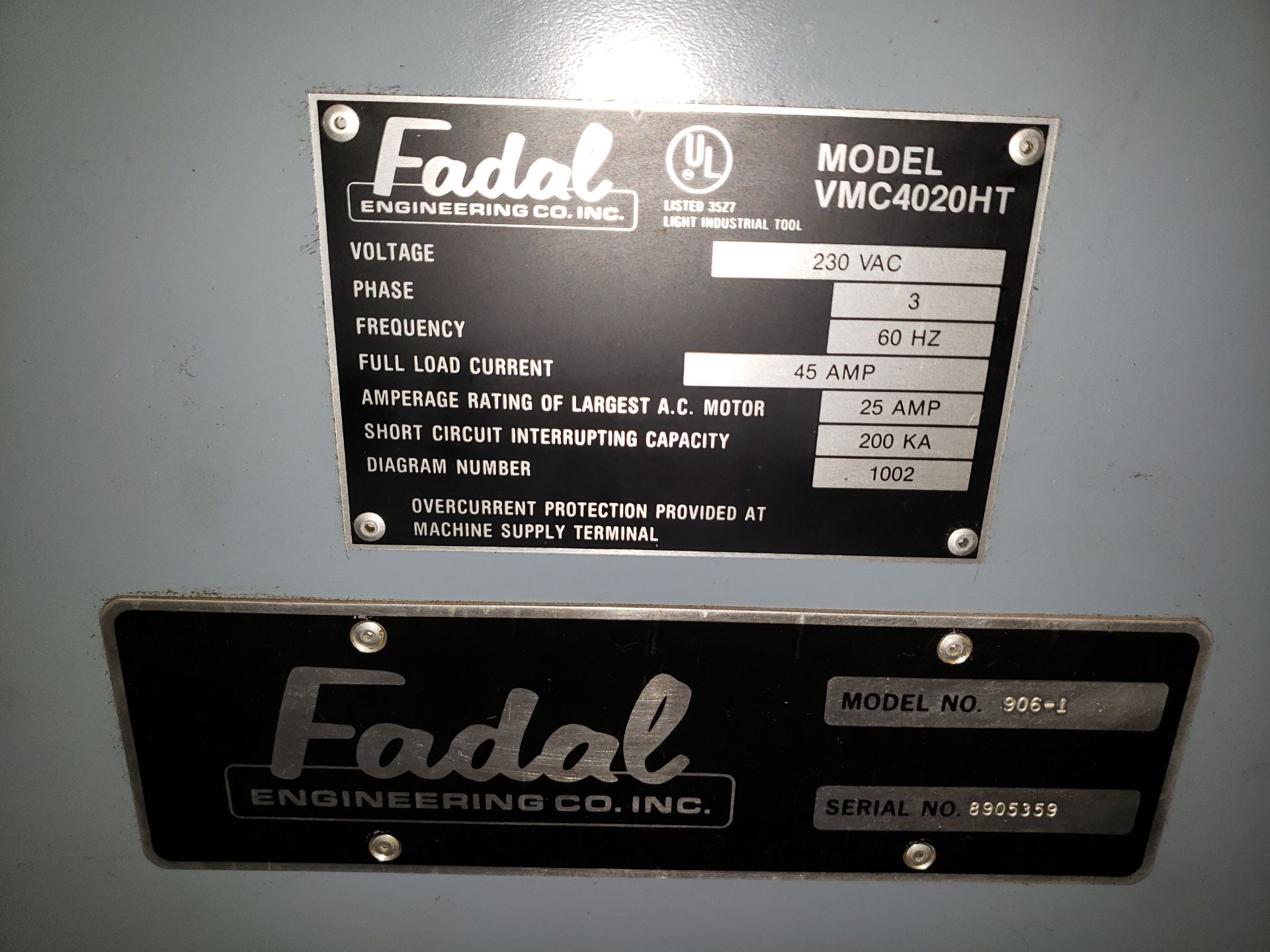 Fadal VMC4020HT 906-1 Vertical Machining Center Extra Details: VMC4020HT - Image 2 of 10