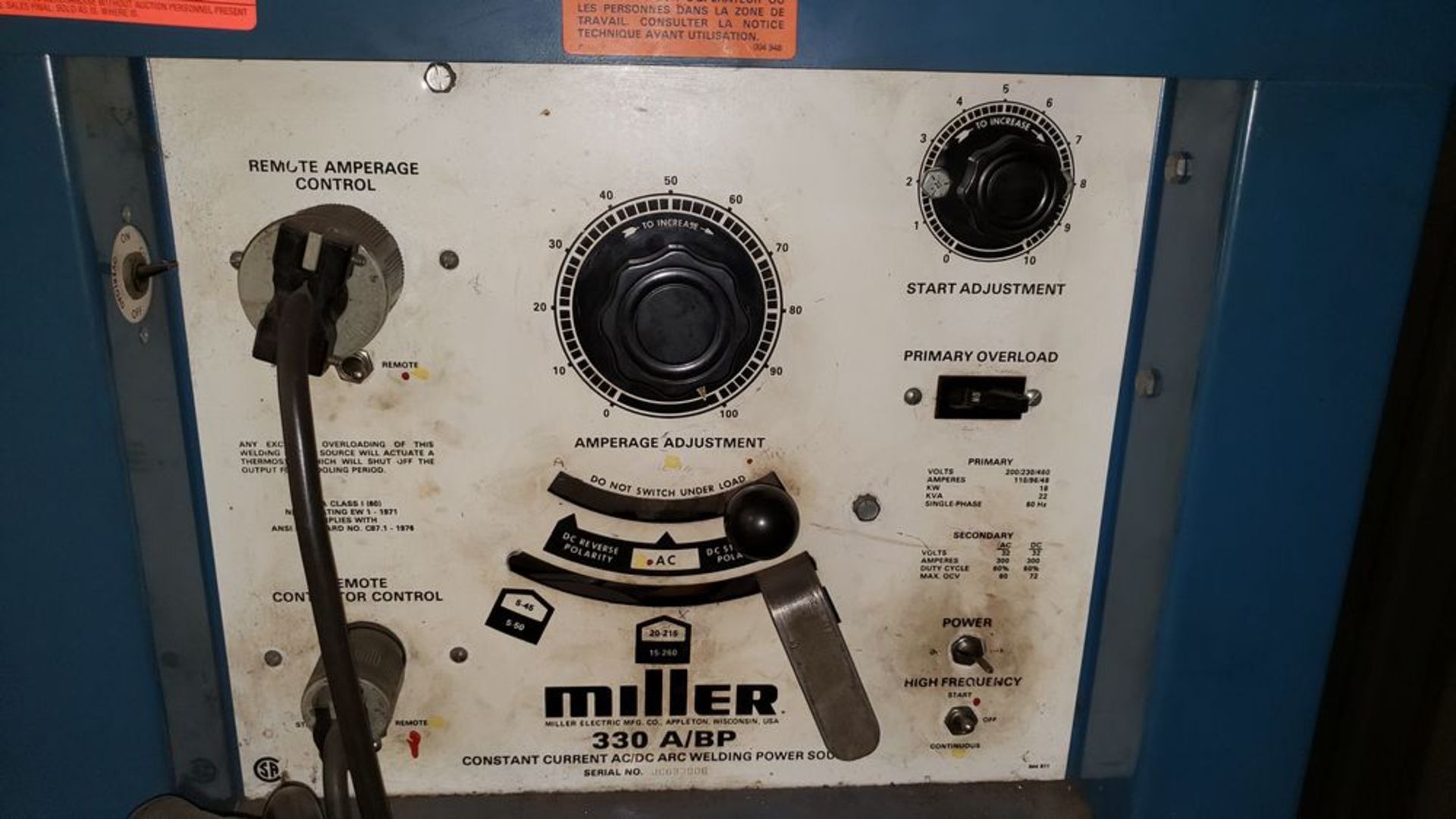 Miller 330 A/BP Arc Welder - Image 2 of 2