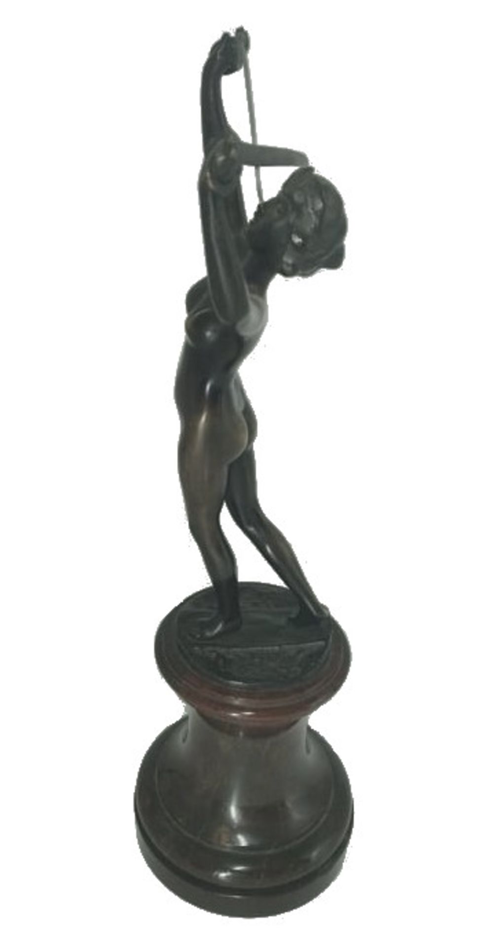 (Sculptor, German around 1900/20) Nude with swords, patinated bronze, plinth inscribed: "O. Opitz, - Image 4 of 6