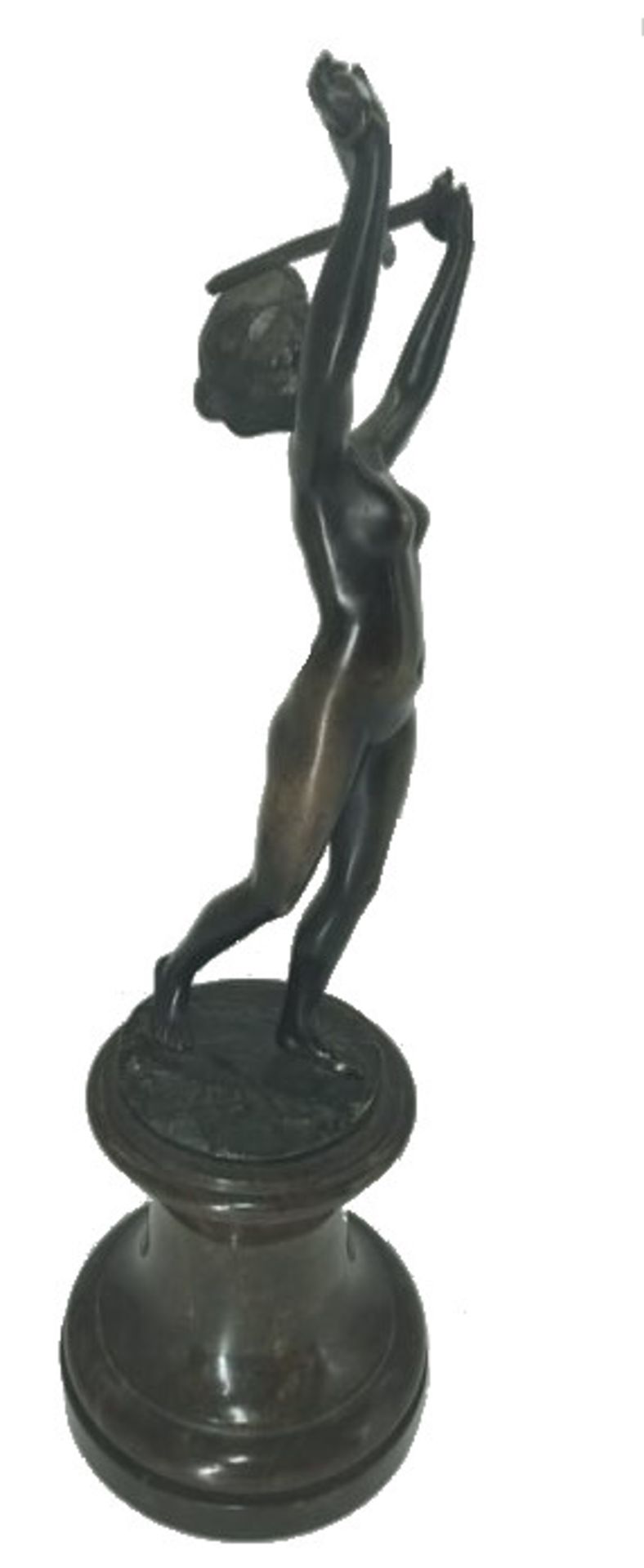 (Sculptor, German around 1900/20) Nude with swords, patinated bronze, plinth inscribed: "O. Opitz, - Image 3 of 6