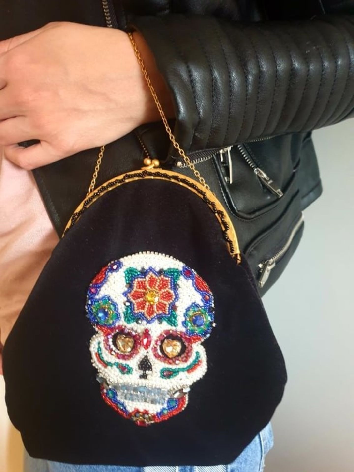 Embroided Handbag | Skull | calaca