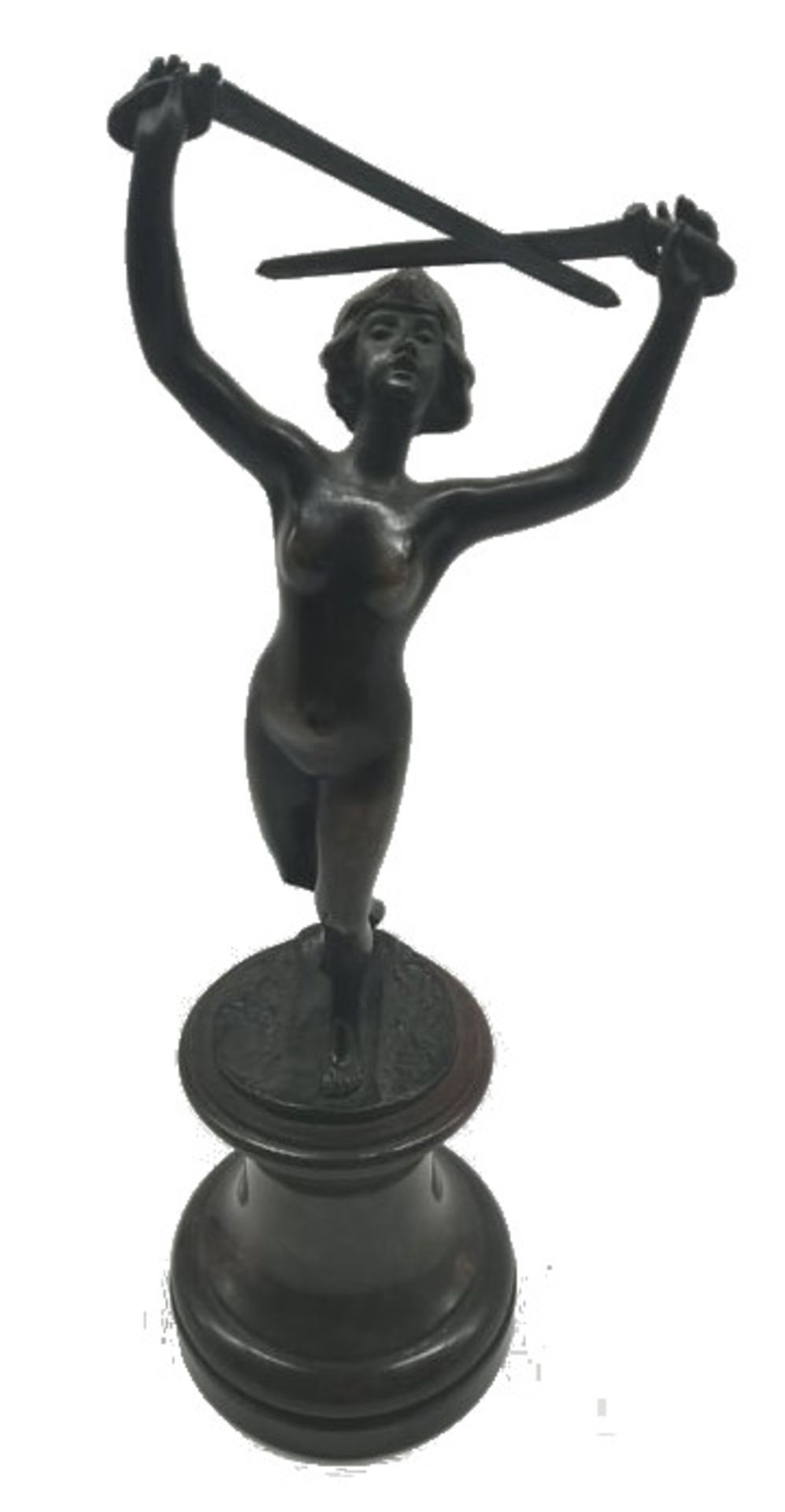(Sculptor, German around 1900/20) Nude with swords, patinated bronze, plinth inscribed: "O. Opitz,