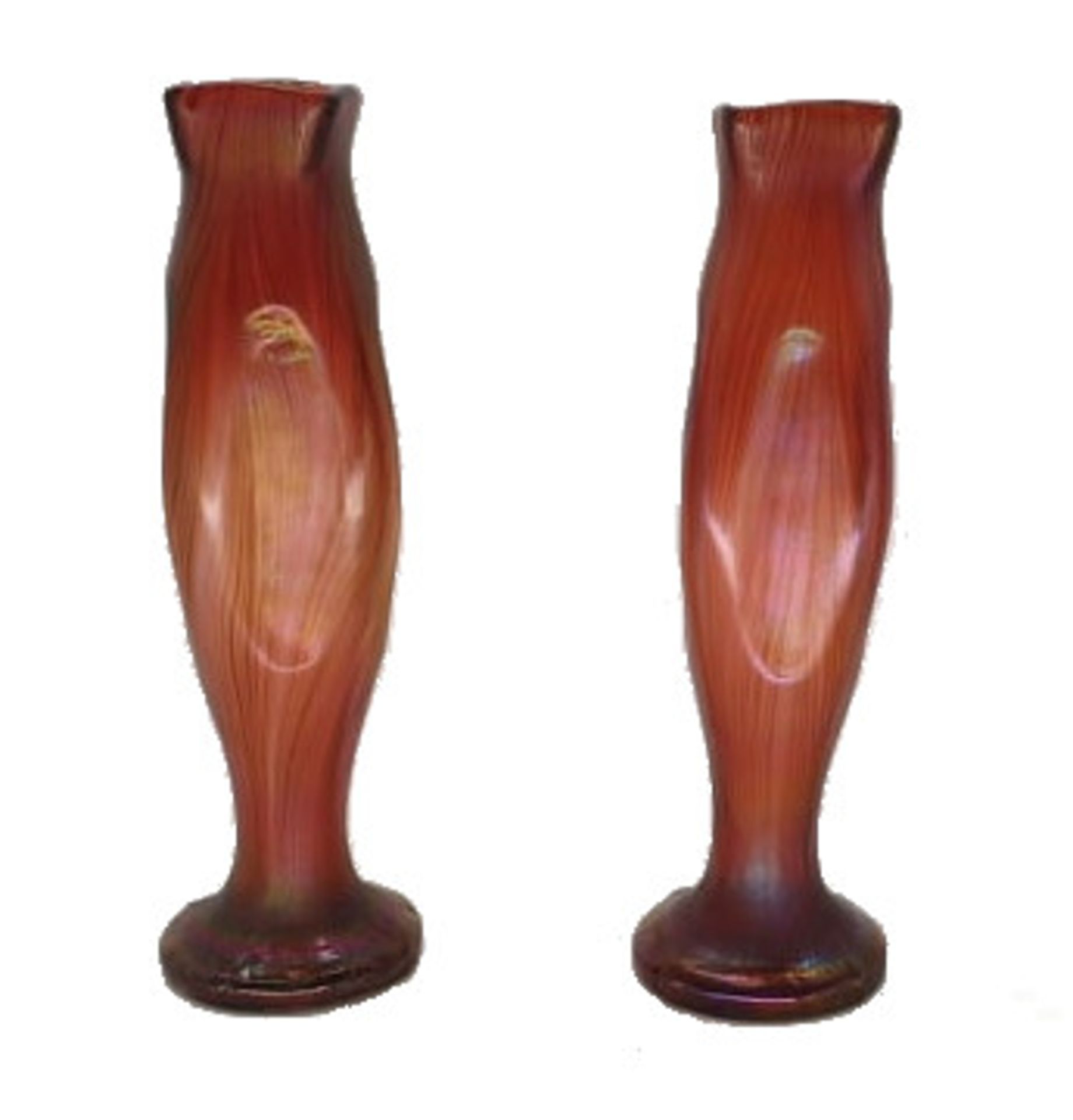 Pair Bohemian Vases | Red