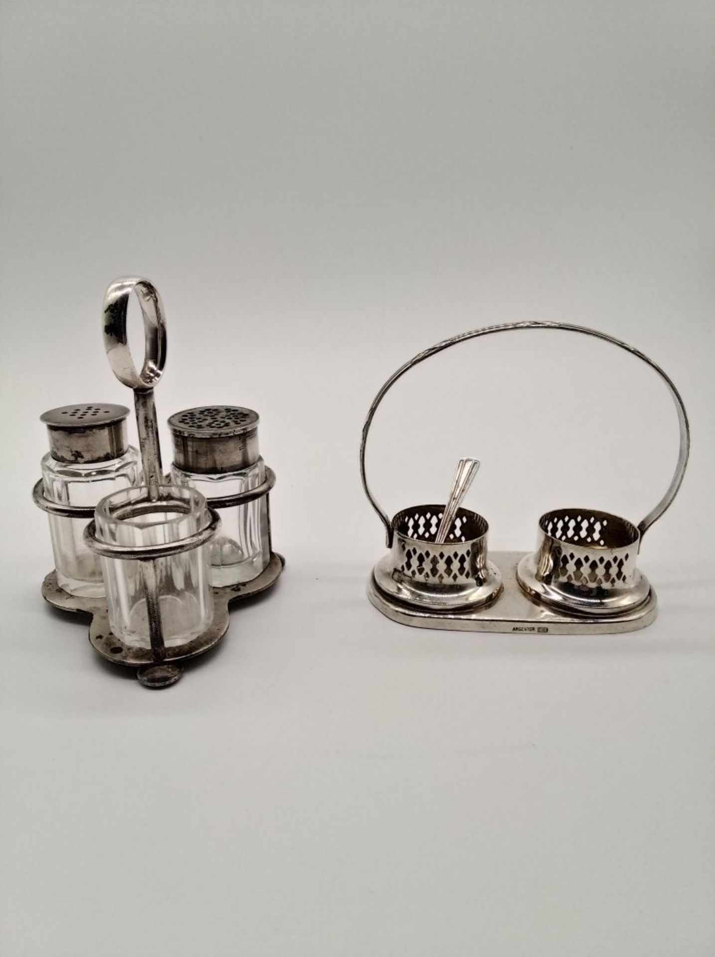 Argentor & Hermann | Nickel silver cruet & salier