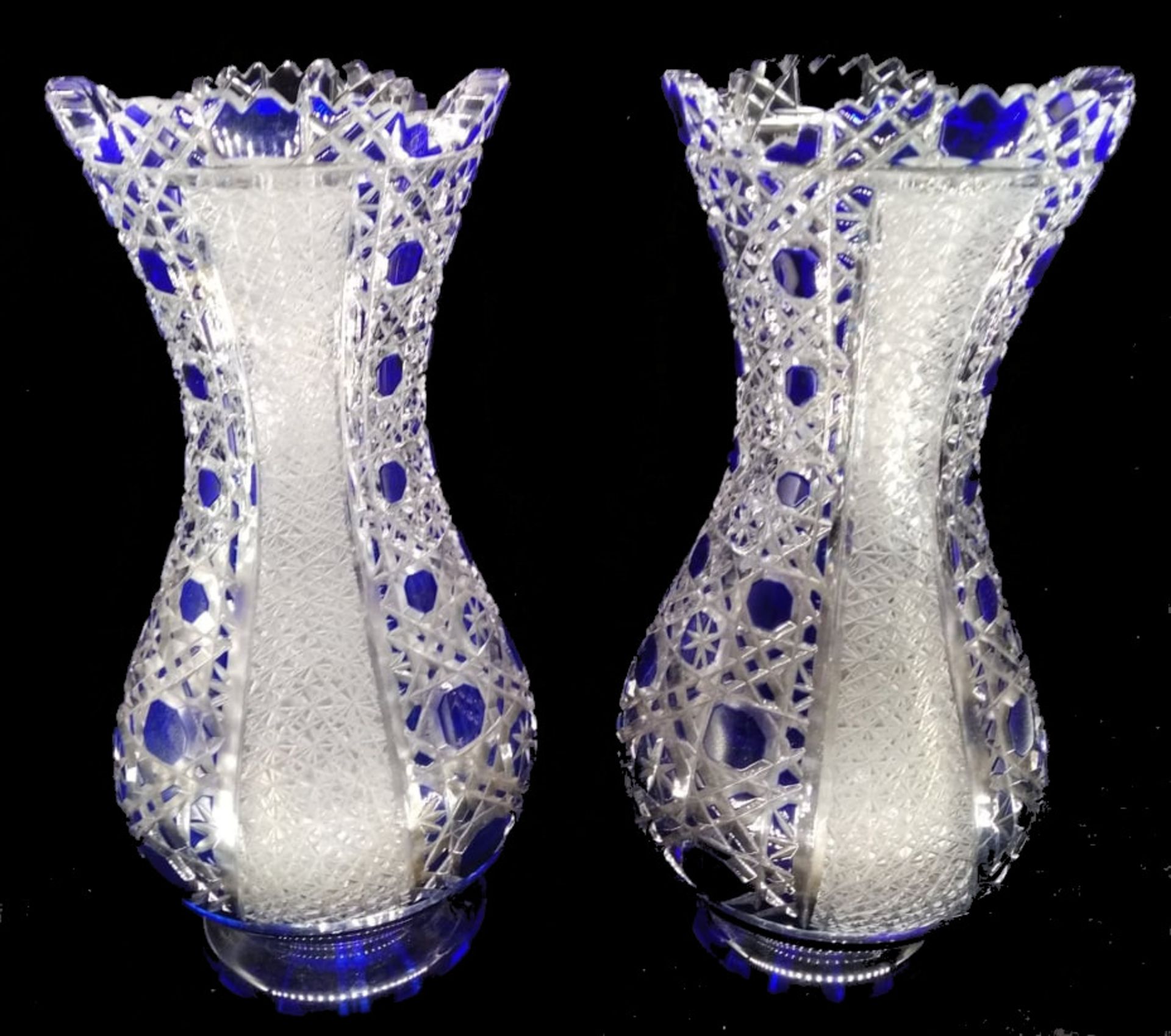 2 Crystal Cut Vases