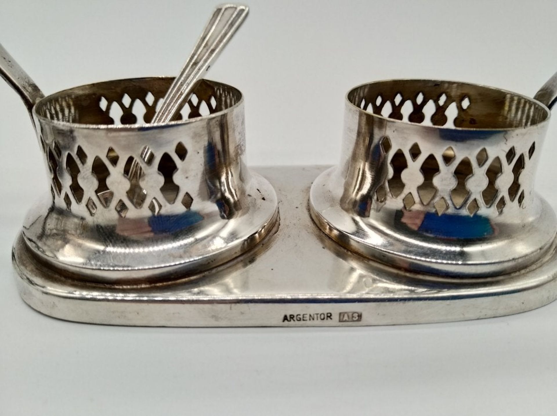 Argentor & Hermann | Nickel silver cruet & salier - Image 2 of 4