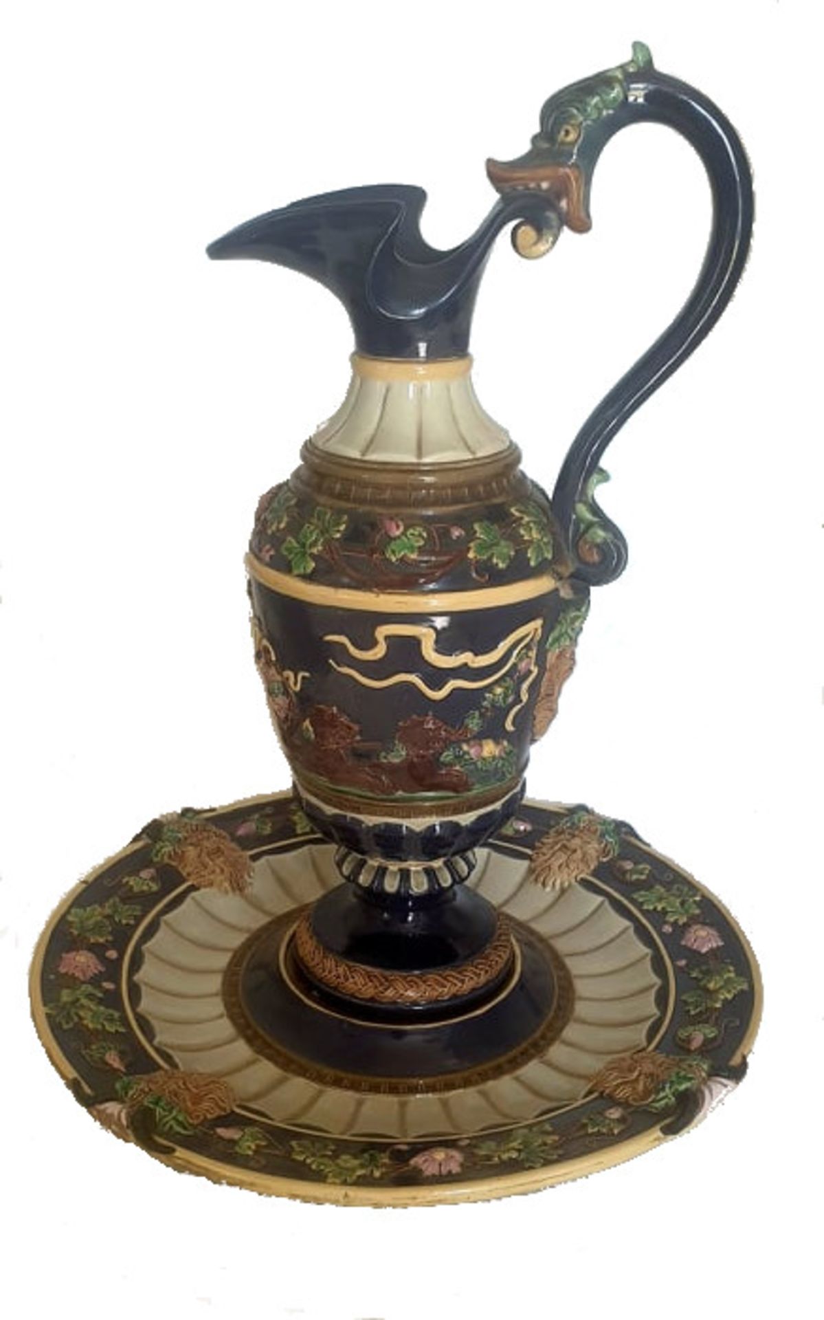 Gerbing & Stephan | Ewer & Charger | Majolica | Austria