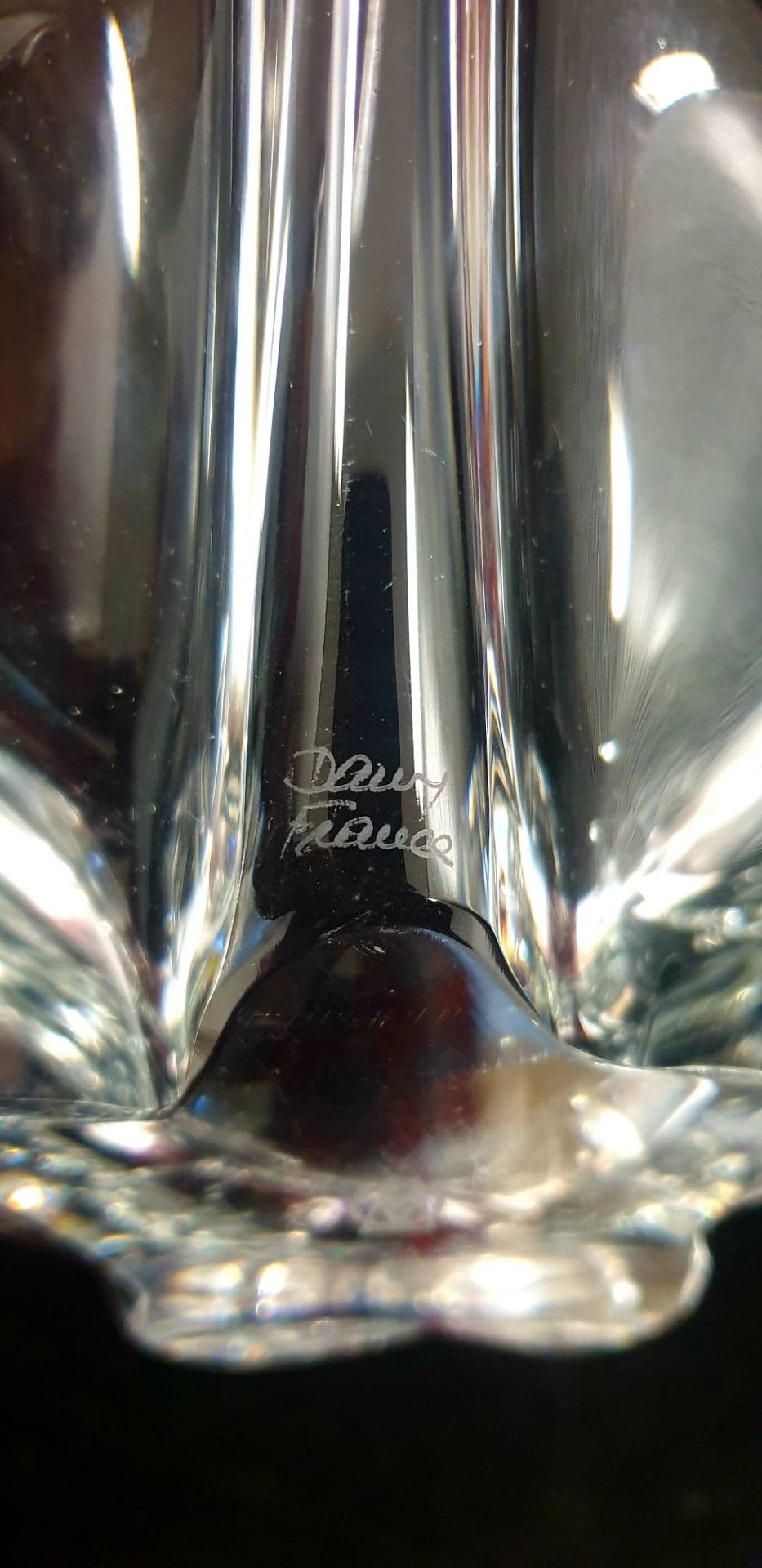 A Modernist Shape Daum Crystal Bowl,Organic form boat shape clear crystal bowl with tendrils - Bild 4 aus 5