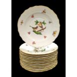 Herend | 12x Bread Plates | Ø 19cm | Rothschild Bird