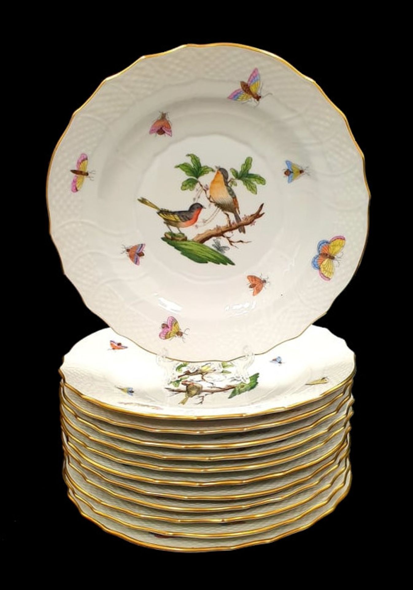 Herend | 12x Bread Plates | Ø 19cm | Rothschild Bird