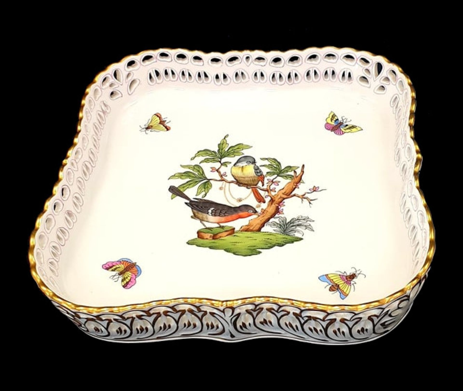 Herend | 4x Deco Plates | Rothschild Birds - Image 4 of 7