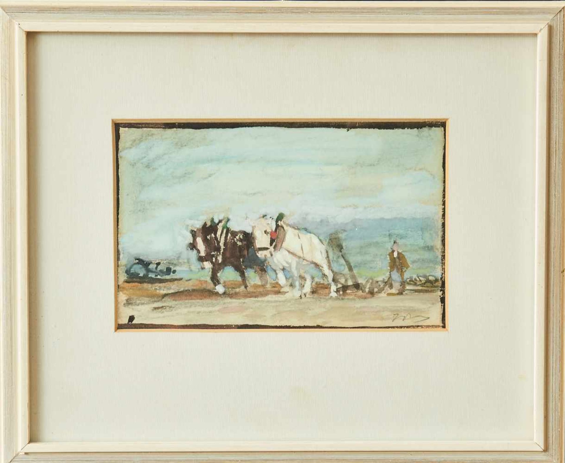 2 Gemälde beidseitig gerahmtJulius Paul Junghans, (1876-1958)Rechts unten signiert, Gouache/ - Bild 2 aus 2