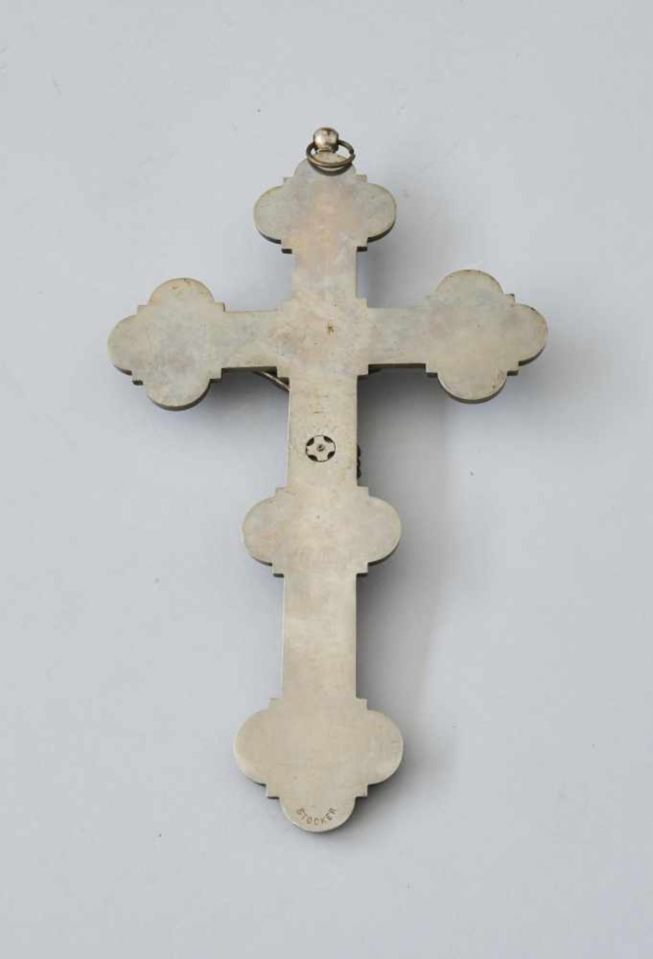 Kreuz MikromosaikRömische Darstellungen (Vatikan), Messingkreuz mit Bronzechristus, Italien/ - Bild 2 aus 2