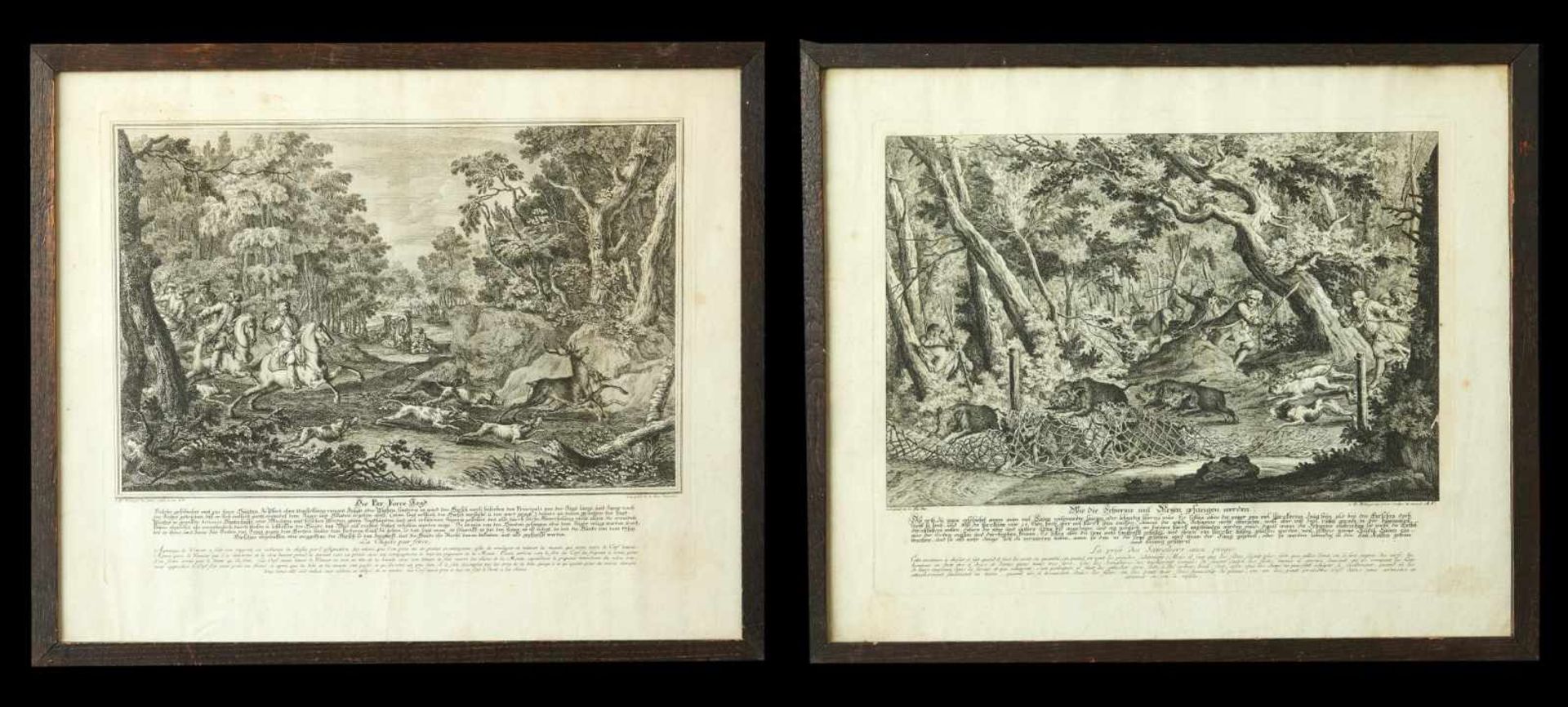 Perforce Jagd u. Wie die Schweine mit Netzen gefangen werdenJohann Elias Ridinger, (1698-1767)