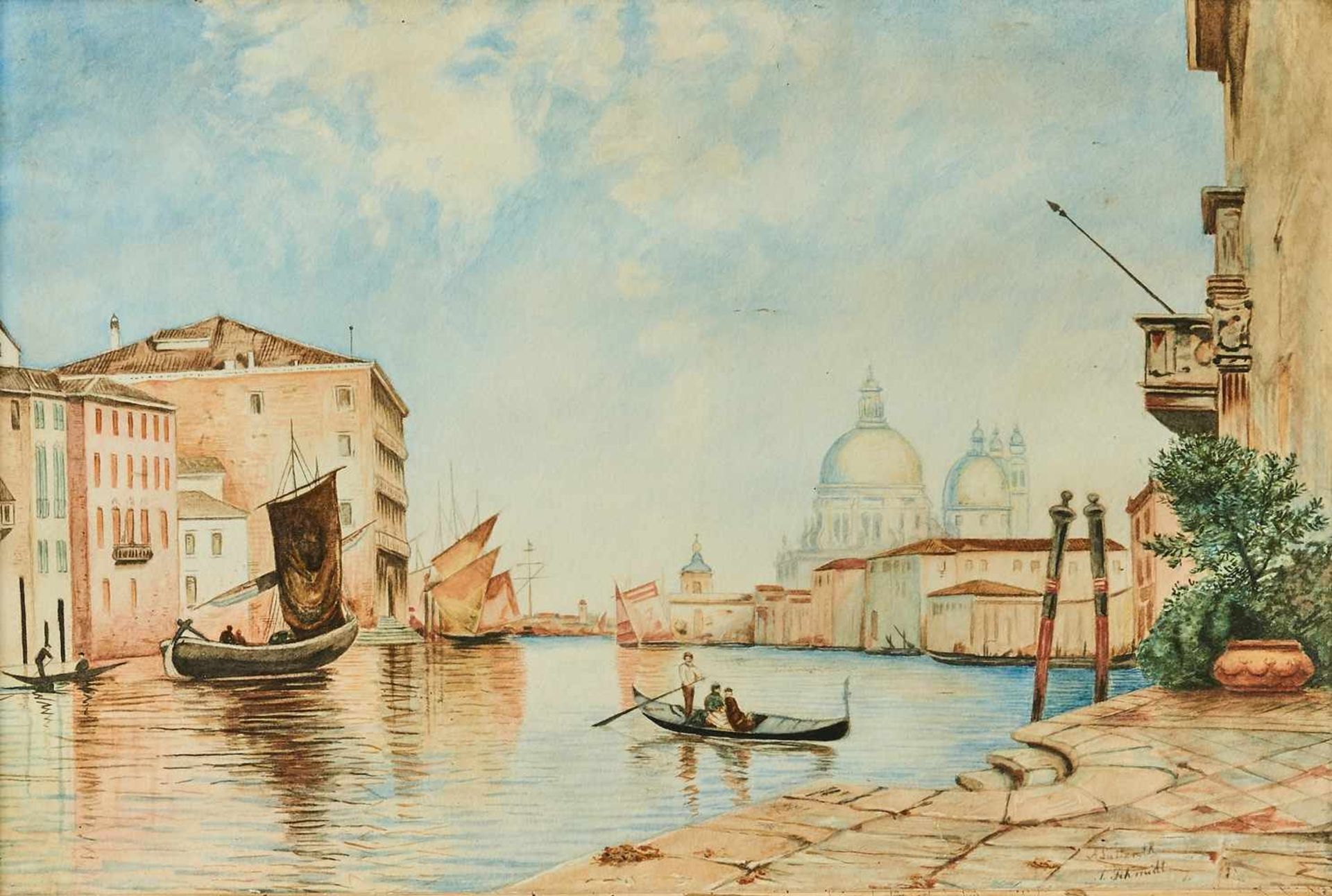 VenedigAscan Lutteroth, (1842-1923)Rechts unten signiert 'Asacan Lutteroth /T Schmitt', Aquarell auf