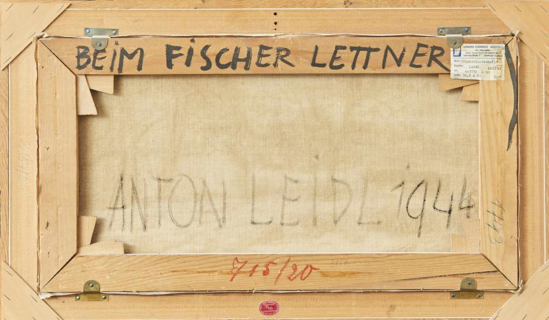 Beim Fischer LettnerAnton Leidl, (1900-1976)Rechts unten signiert 'Anton Leidl', Öl auf Leinwand, - Bild 3 aus 3