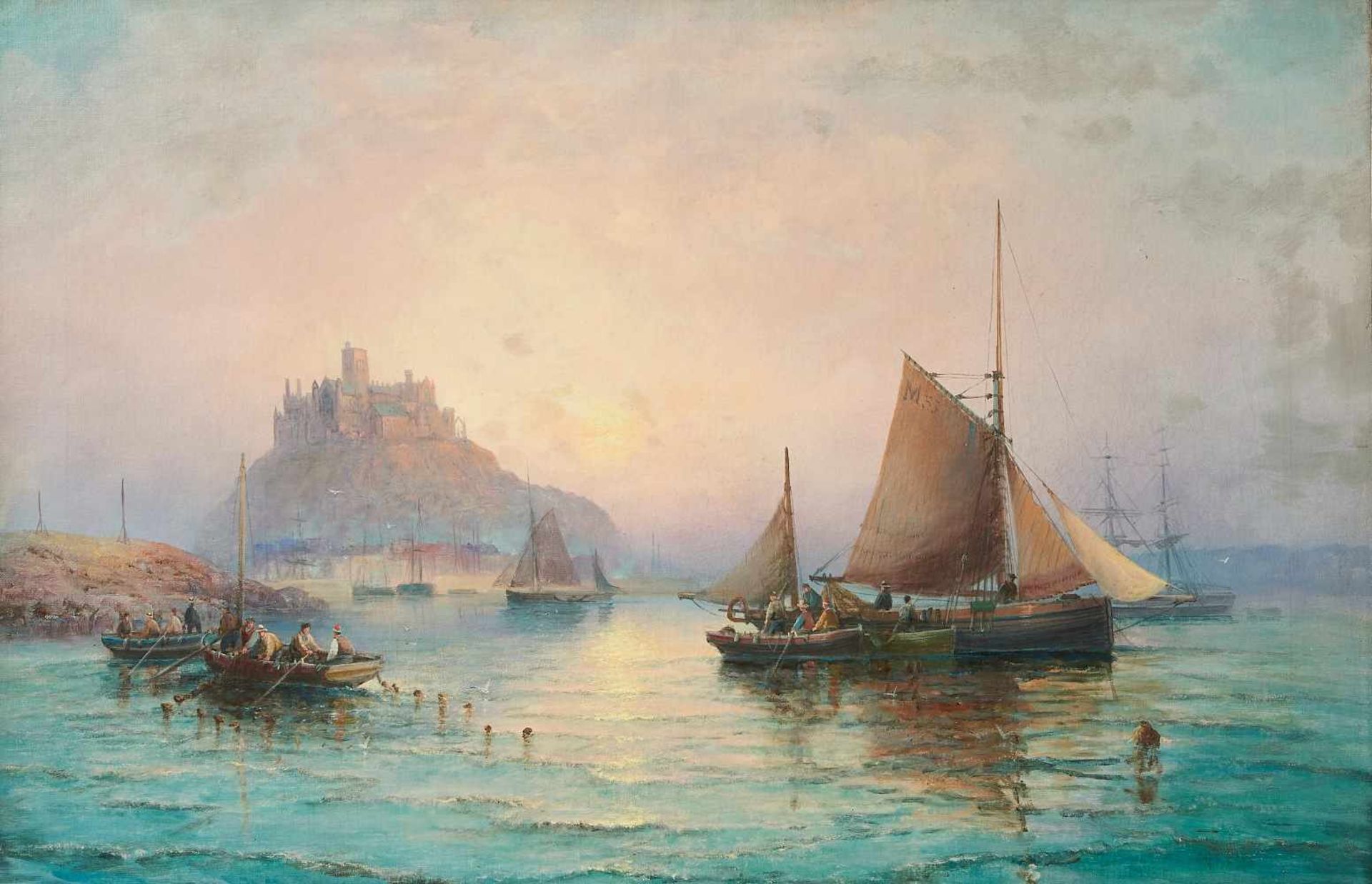 Hafenstadt mit Burg im AbendlichtWilliam Georges Thornley, (1857-1935)Rechts unten signiert, Öl