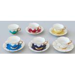 Meissen B-Form Mokkagedecke5 zweiteilige Gedecke, 1 Tasse ohne Untertasse, unterglasurblaue