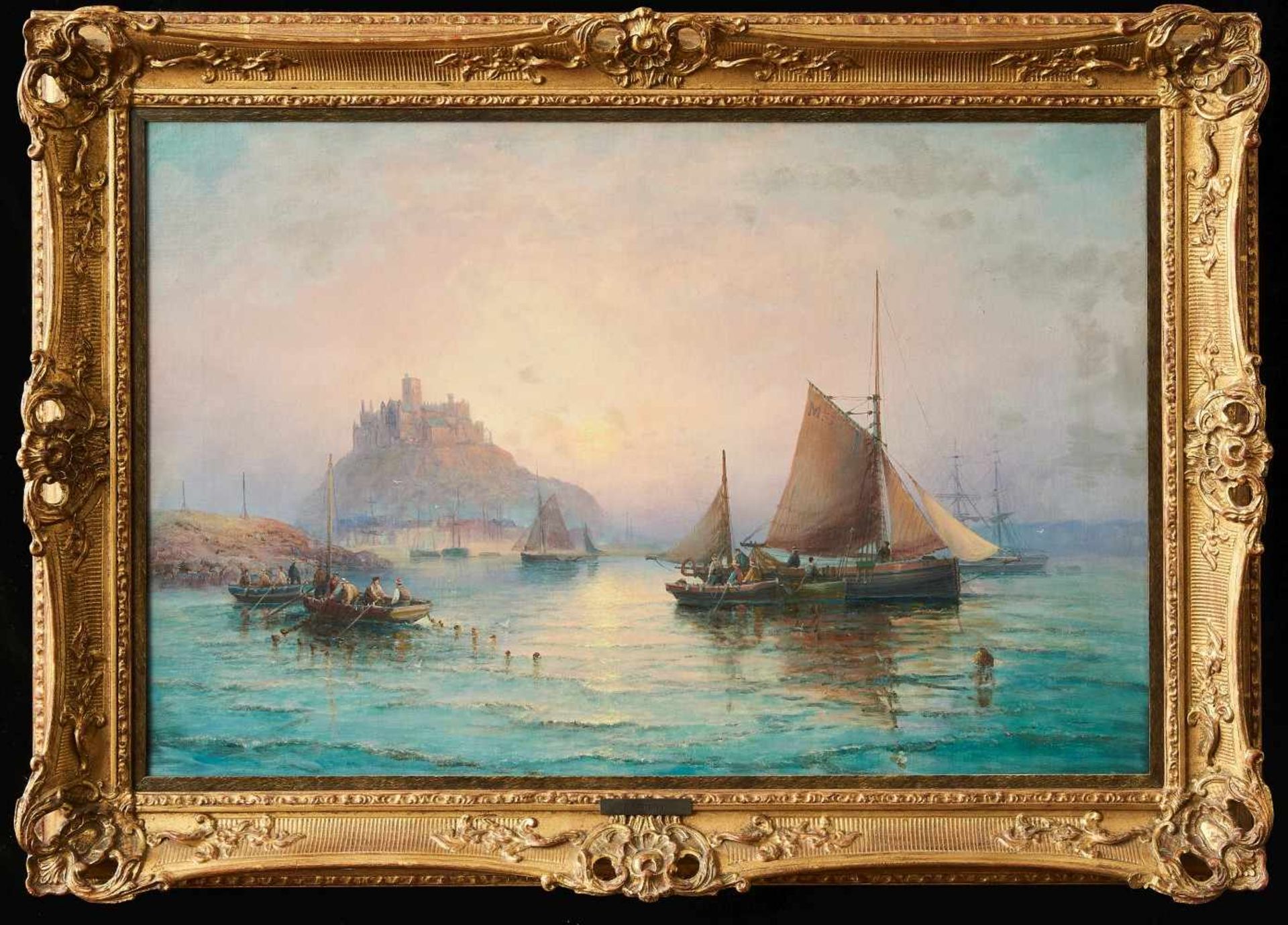 Hafenstadt mit Burg im AbendlichtWilliam Georges Thornley, (1857-1935)Rechts unten signiert, Öl - Bild 3 aus 3