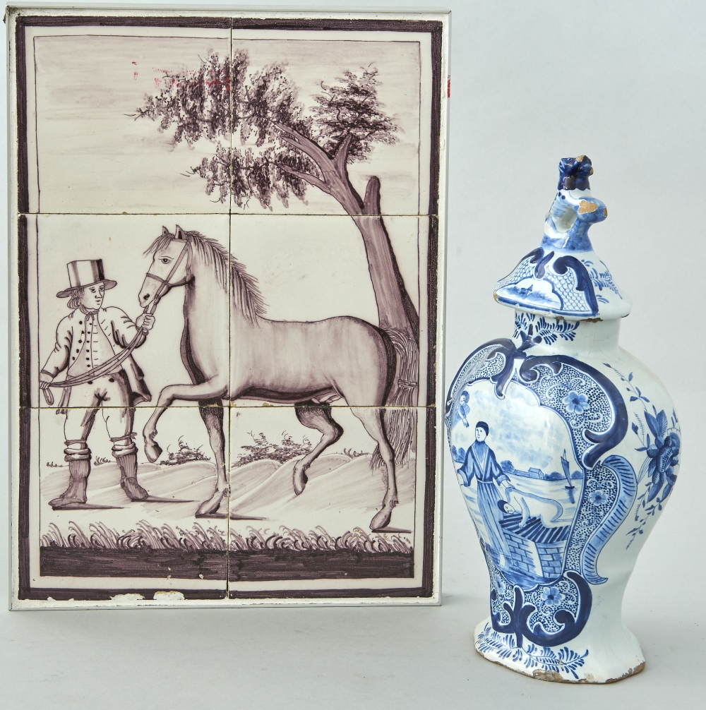 Kachelbild + Vase Delft