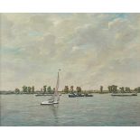 Rheinlandschaft mit Segelboot