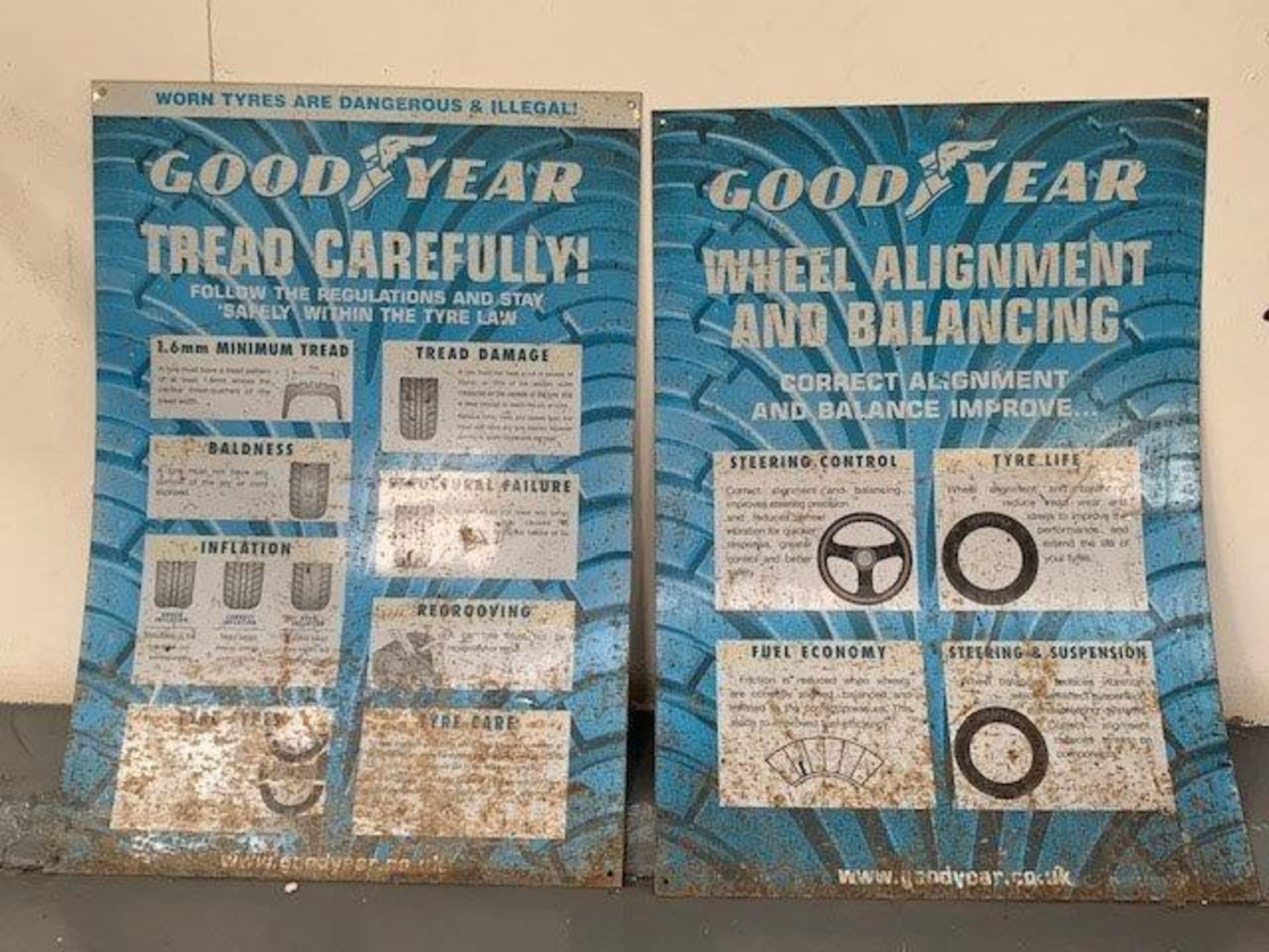 Two Good Year Vintage Metal Tyre Signs