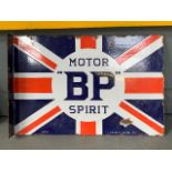 Double sided 'BP' Union Jack flange vintage enamel sign