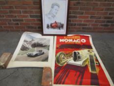 Framed Schumacher print and two further unframed images