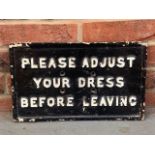 Original Victorian Please Adjust Your Dress Before Leaving Cast Sign