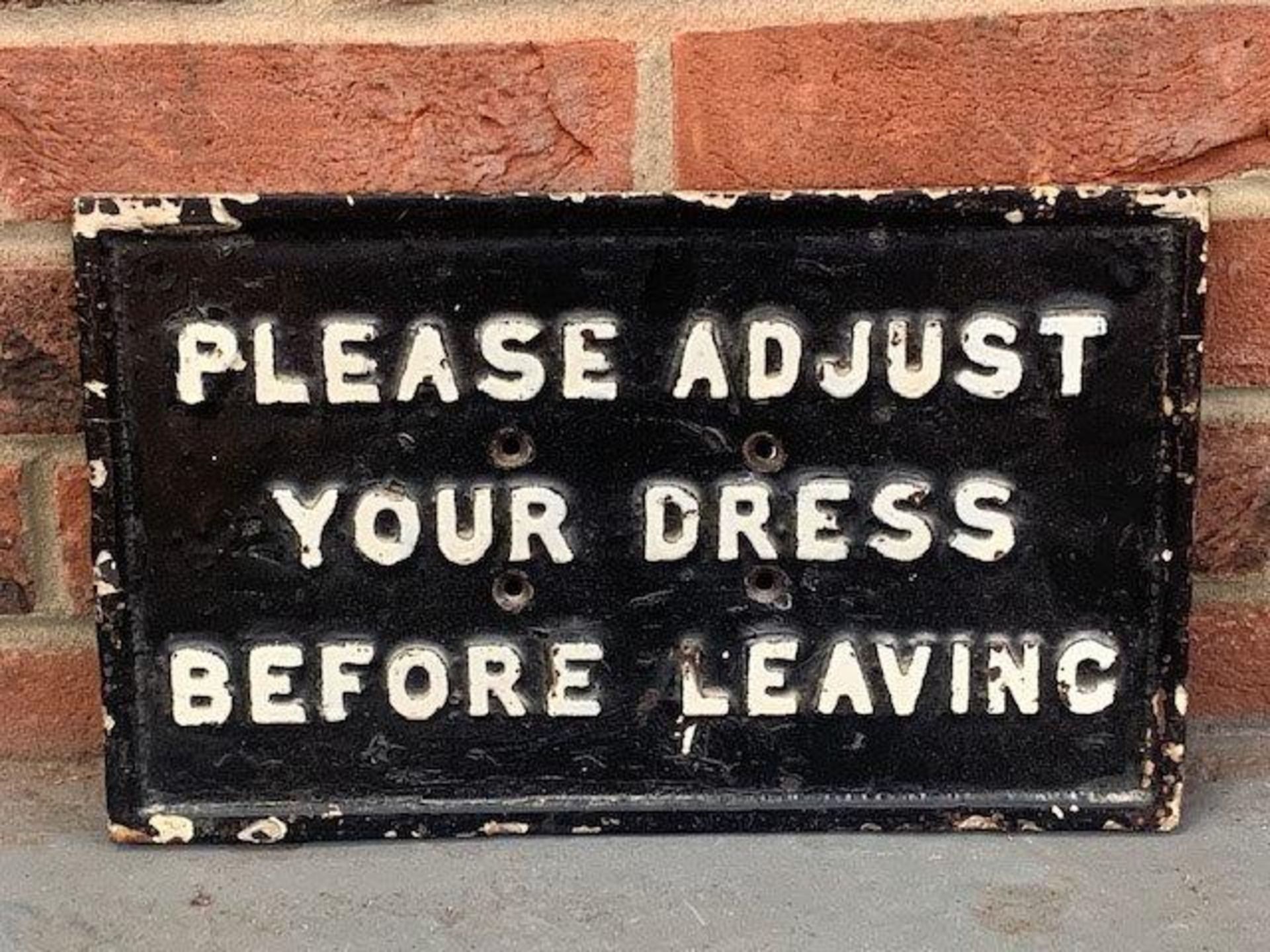 Original Victorian Please Adjust Your Dress Before Leaving Cast Sign