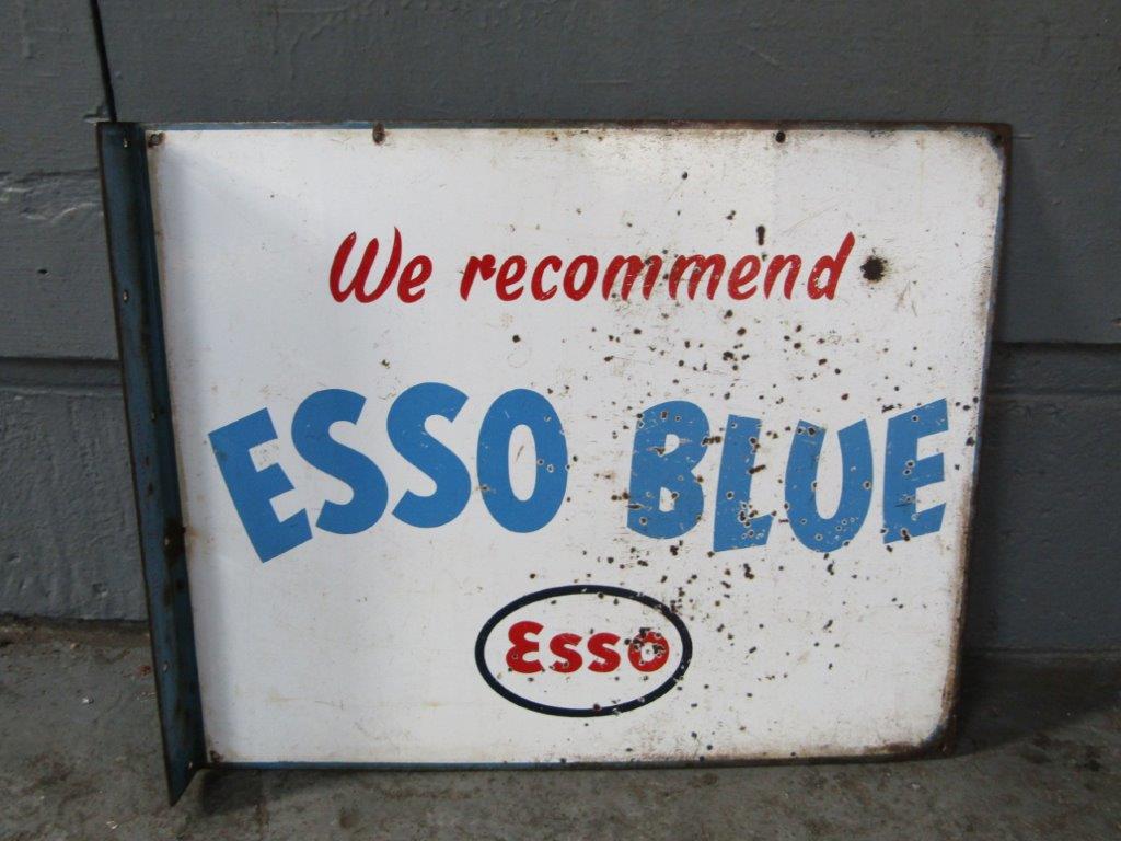 Double Sided Vintage Esso Blue Flange Sign - Image 2 of 2