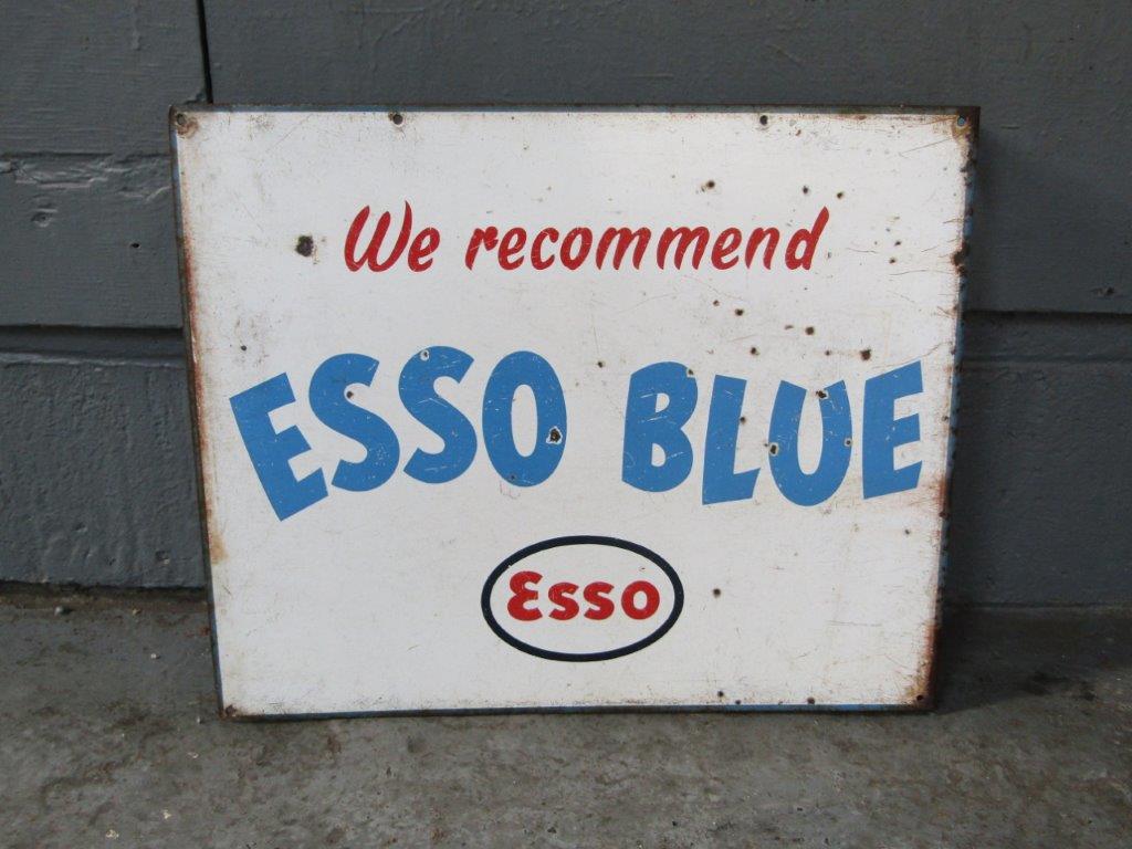 Double Sided Vintage Esso Blue Flange Sign