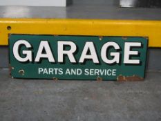 Garage Parts And Services Enamel Sign