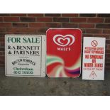 3 Classic Signs, Walls Ice Cream, Estate Agent For Sale Board, No Smoking