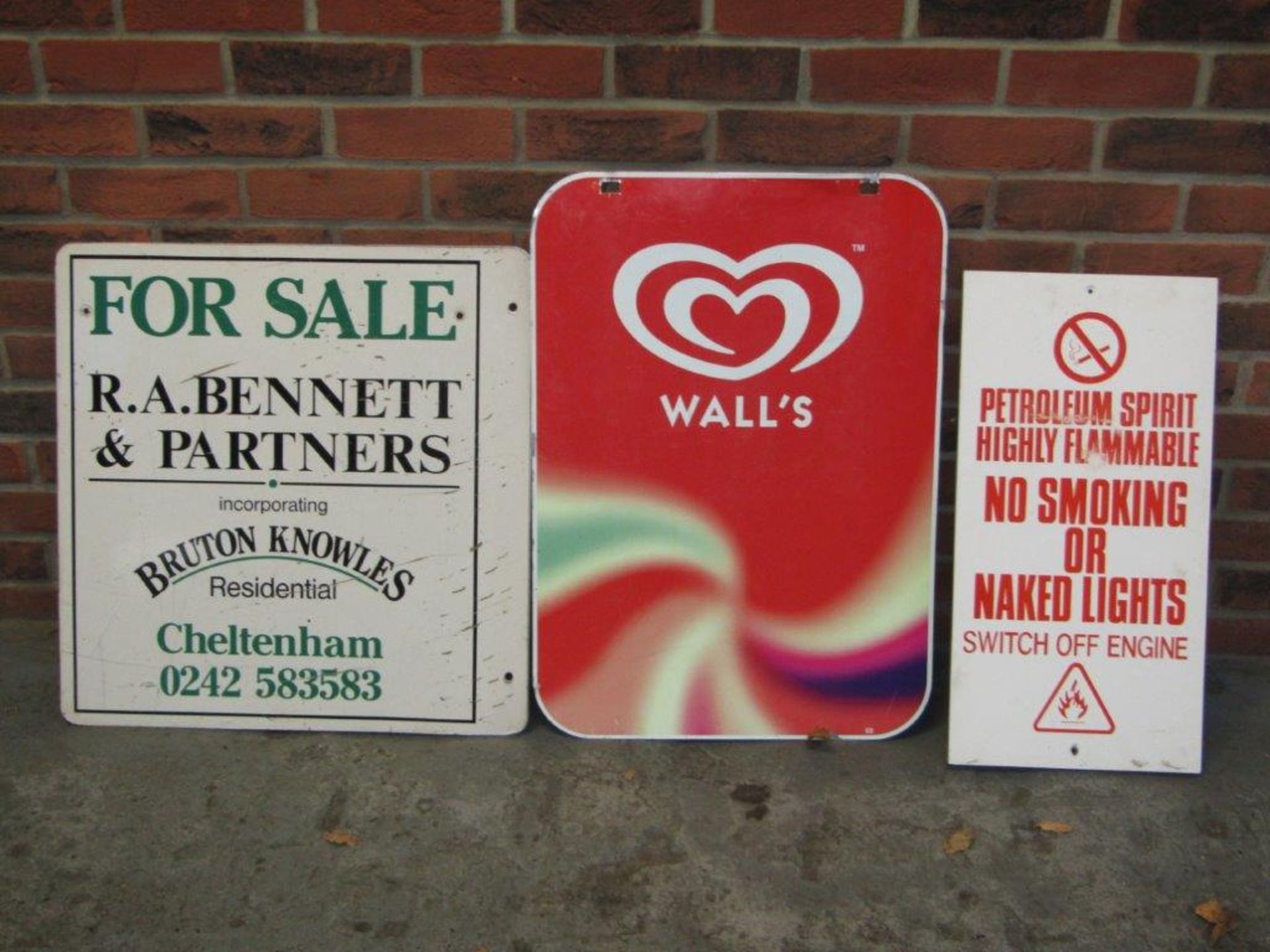 3 Classic Signs, Walls Ice Cream, Estate Agent For Sale Board, No Smoking