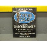 Insure Your Motor Car With The London Guarantee Vintage Enamel Sign