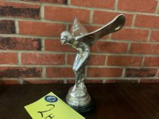 Large Metal Rolls Royce Spirit of Ecstasy Mascot on wooden base