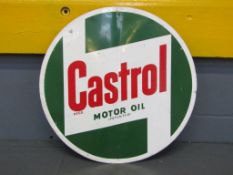 Vintage Castrol Motor Oil Large Circular Aluminium Sign