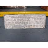 Vintage Cast Aluminium Weobley Rural District Council Sign